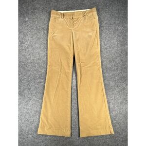 Theory Pants Womens 8 Tan Flare Trouser Made USA Corduroy Cotton Lycra Blend